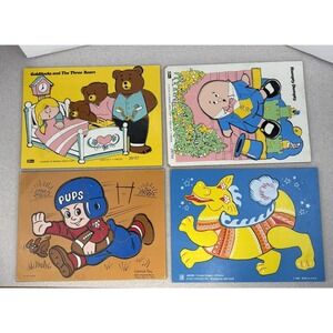 Lot of 4 Vintage Connor Judy Board Puzzles‎ Nursery Rhymes